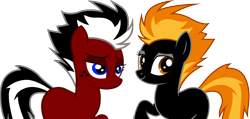 Size: 2147x1024 | Tagged: safe, oc, oc only, count and tiddle, count pony, cute, fire, fire pony, friends, recolor, simple background, solo, swamp cinema, tiddle, tiddle and count, transparent background