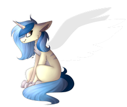 Size: 1024x860 | Tagged: safe, artist:umiimou, oc, oc only, oc:miss kat, original species, horn, paws, simple background, sitting, solo, transparent background, wings