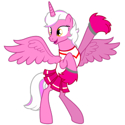 Size: 1800x1800 | Tagged: safe, artist:peternators, oc, oc only, oc:mary sue, alicorn, pony, alicorn oc, cheerleader, female, horn, plaid skirt, pom pom, simple background, solo, transparent background, vector, wings