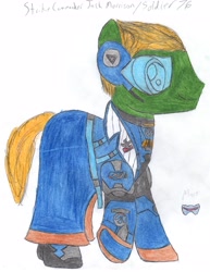 Size: 2550x3300 | Tagged: safe, artist:aridne, earth pony, pony, overwatch, ponified, soldier 76, solo, traditional art