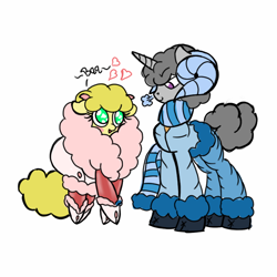 Size: 800x800 | Tagged: safe, artist:familywing, oc, oc only, oc:golden brisk, oc:silver breeze, sheep, clothes, coat, crossdressing, femboy, goldeeze, male, race swap