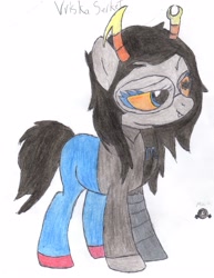 Size: 2550x3300 | Tagged: safe, artist:aridne, troll, homestuck, ponified, scorpio, solo, traditional art, vriska serket