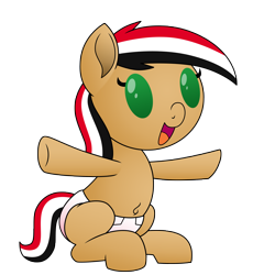 Size: 3000x3000 | Tagged: safe, artist:pananovich, oc, oc only, oc:syriana, earth pony, pony, /mlpol/, baby, baby pony, diaper, nation ponies, ponified, smiling, solo, syria