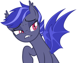 Size: 6600x5401 | Tagged: safe, artist:zee66, oc, oc only, oc:night watch, bat pony, pony, absurd resolution, fangs, raised hoof, simple background, solo, spread wings, transparent background, wings