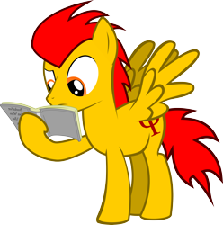 Size: 5346x5387 | Tagged: safe, artist:laberoon, oc, oc only, oc:bizzul, pegasus, pony, absurd resolution, book, holding, male, simple background, solo, stallion, transparent background, vector