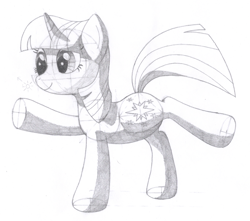 Size: 1364x1204 | Tagged: safe, artist:aafh, twilight sparkle, pony, unicorn, female, mare, monochrome, solo, traditional art