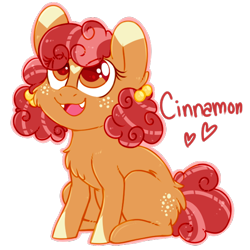 Size: 666x666 | Tagged: safe, artist:esmeia, oc, oc only, oc:cinnamon crisp, earth pony, pony, body freckles, chest fluff, cute, female, filly, freckles, hairband, heart, looking up, ocbetes, solo