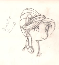 Size: 1313x1453 | Tagged: safe, artist:silversthreads, ruby love, scarlet heart, crystal pony, pony, daily sketch, sketch, solo, traditional art