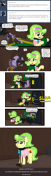 Size: 640x2184 | Tagged: safe, artist:ficficponyfic, chickadee, ms. peachbottom, oc, changeling, changeling oc, collar, cyoa, cyoa:peachbottom's quest, jezzie belle, leash, purple changeling, tumblr