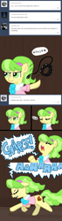 Size: 640x2269 | Tagged: safe, artist:ficficponyfic, chickadee, ms. peachbottom, oc, pony, collar, cyoa, cyoa:peachbottom's quest, leash, tumblr