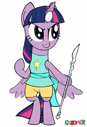 Size: 2548x3676 | Tagged: safe, artist:enzomersimpsons, twilight sparkle, twilight sparkle (alicorn), alicorn, pony, bipedal, crossover, pearl (steven universe), solo, steven universe