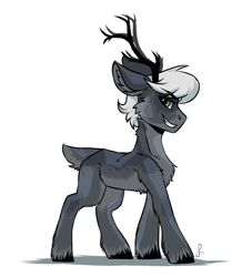 Size: 2000x2200 | Tagged: safe, artist:serodart, oc, oc only, deer, deer pony, original species, horns, male, solo