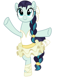 Size: 2200x2900 | Tagged: safe, artist:cheezedoodle96, coloratura, pony, a royal problem, .svg available, alternate hairstyle, balancing, ballerina, bow, braid, braided ponytail, braided tail, clothes, colorina, female, mare, ponytail, simple background, skirt, solo, svg, transparent background, tutu, twilarina, vector