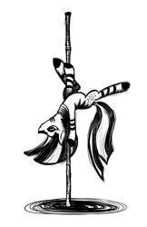 Size: 3300x5100 | Tagged: safe, artist:flamevulture17, zecora, zebra, absurd resolution, balancing, black and white, grayscale, monochrome, solo, staff, upside down