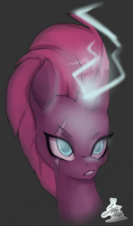 Size: 434x731 | Tagged: safe, artist:juliedraw2046, tempest shadow, pony, my little pony: the movie, bust, female, gray background, magic, mare, portrait, simple background, solo