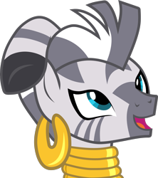 Size: 3307x3723 | Tagged: safe, artist:frownfactory, zecora, zebra, it isn't the mane thing about you, .svg available, ear piercing, earring, female, jewelry, mohawk, neck rings, piercing, simple background, solo, svg, transparent background, vector