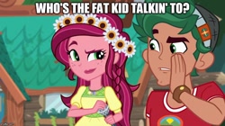 Size: 888x499 | Tagged: safe, screencap, gloriosa daisy, timber spruce, equestria girls, legend of everfree, image macro, meme, new student starfish, spongebob squarepants