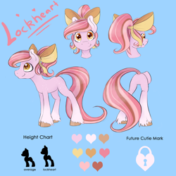 Size: 1024x1024 | Tagged: safe, artist:xenalollie, oc, oc only, oc:lockheart, bow, reference sheet, unshorn fetlocks