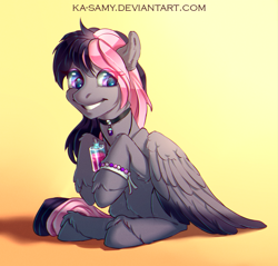 Size: 900x862 | Tagged: safe, artist:ka-samy, oc, oc only, pegasus, pony, collar, sitting, solo