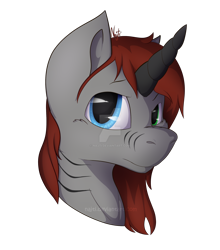 Size: 1600x1816 | Tagged: safe, artist:najti, oc, oc only, alicorn, horse, pony, unicorn, bust, cellshade, cellshaded, colored, commission, community related, cute, eye, eyes, gray, head, horn, looking at you, looking up, my little pony, portrait, red hair, shading, simple background, transparent background, ych result