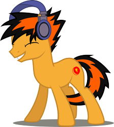 Size: 1280x1426 | Tagged: safe, artist:tsabak, oc, oc only, oc:ashton roxel, eyes closed, headphones, male, stallion, tail between legs