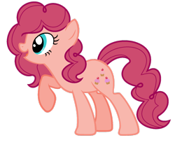 Size: 1024x847 | Tagged: safe, artist:cindydreamlight, oc, oc only, oc:cupcake pie, earth pony, pony, female, mare, offspring, parent:cheese sandwich, parent:pinkie pie, parents:cheesepie, raised hoof, simple background, solo, transparent background