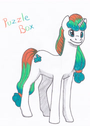 Size: 2874x4016 | Tagged: safe, artist:breadworth, oc, oc only, oc:puzzlebox, pony, unicorn, absurd resolution, female, mare, solo, traditional art