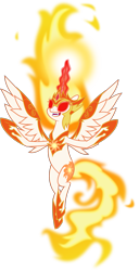 Size: 3073x6000 | Tagged: safe, artist:orin331, daybreaker, alicorn, pony, a royal problem, absurd resolution, evil, fangs, female, glowing eyes, glowing horn, mane of fire, mare, open mouth, simple background, smiling, solo, spread wings, transparent background, vector, wings