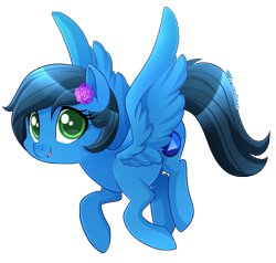 Size: 2849x2716 | Tagged: safe, artist:mimijuliane, oc, oc only, oc:sapphire nebula, pegasus, pony, cute, flower, flower in hair, flying, green eyes, simple background, solo, transparent background, wings