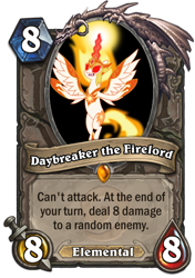 Size: 400x569 | Tagged: safe, daybreaker, pony, a royal problem, card, hearthstone, ragnaros, solo, warcraft