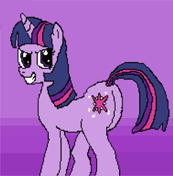 Size: 1040x1058 | Tagged: safe, artist:masterkaiser, twilight sparkle, female, gradient background, grin, mare, paint, smiling, solo, wingless