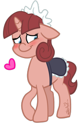 Size: 1909x2910 | Tagged: safe, artist:befishproductions, oc, oc only, earth pony, pony, blushing, clothes, female, maid, mare, signature, simple background, solo, transparent background