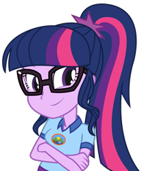 Size: 2981x3600 | Tagged: safe, artist:sketchmcreations, sci-twi, twilight sparkle, equestria girls, legend of everfree, crossed arms, simple background, smiling, solo, transparent background, vector