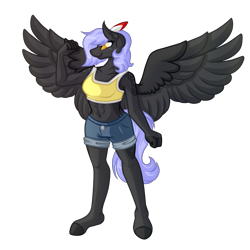 Size: 6000x6000 | Tagged: safe, artist:amazing-artsong, oc, oc only, oc:cloudy night, anthro, pegasus, unguligrade anthro, abs, absurd resolution, anthro oc, clothes, female, hoof feet, mare, short shirt, shorts, simple background, solo, spread wings, transparent background, wings