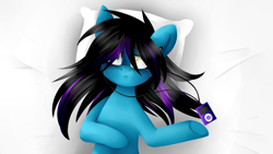 Size: 2560x1440 | Tagged: safe, artist:despotshy, oc, oc only, oc:despy, earth pony, pony, cellphone, female, heterochromia, mare, phone, pillow, solo