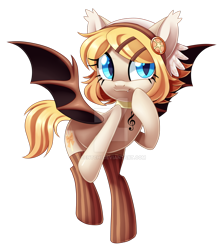 Size: 1024x1154 | Tagged: safe, artist:centchi, oc, oc only, oc:sweet magic, bat pony, pony, bat pony oc, clothes, female, mare, simple background, socks, solo, striped socks, transparent background, watermark