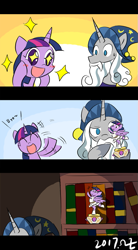 Size: 495x900 | Tagged: safe, artist:rvceric, star swirl the bearded, twilight sparkle, twilight sparkle (alicorn), alicorn, pony, unicorn, shadow play, ballerina, beard, comic, facial hair, female, hat, male, mare, pervert, stallion, tutu, twilarina, twilight stalker, wizard, wizard hat