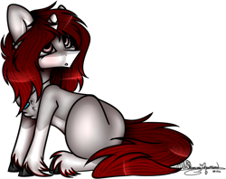 Size: 697x551 | Tagged: safe, artist:ohflaming-rainbow, oc, oc only, oc:kala, pony, unicorn, chibi, female, mare, simple background, sitting, solo, transparent background