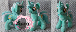 Size: 6117x2620 | Tagged: safe, artist:dixierarity, lyra heartstrings, pony, unicorn, handmade, irl, photo, plushie, solo