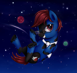 Size: 1449x1375 | Tagged: safe, artist:thebowtieone, oc, oc only, pony, glasses, male, necktie, solo, space, stallion