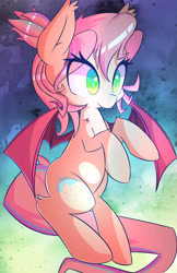 Size: 3850x5950 | Tagged: safe, artist:kawaiipony2, oc, oc only, oc:sweet skies, bat pony, pony, absurd resolution, colored pupils, commission, cute, fangs, female, mare, ocbetes, smiling, solo