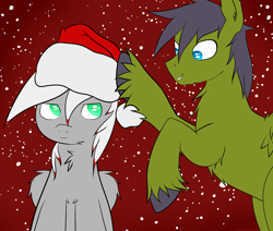 Size: 4600x3900 | Tagged: safe, artist:evil-rainbow-dash, oc, oc only, oc:full moon, oc:razor gear, alicorn, pegasus, pony, absurd resolution, hat, santa hat, simple background, unshorn fetlocks