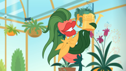 Size: 1920x1080 | Tagged: safe, screencap, better together, equestria girls, my little shop of horrors, flower, greenhouse, plant, potted plant, room to grow, solo, watering can