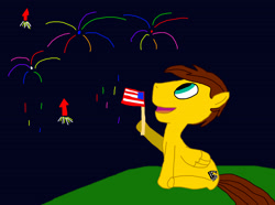 Size: 3096x2304 | Tagged: safe, artist:sb1991, oc, oc only, oc:film reel, pony, 1000 hours in ms paint, 4th of july, american flag, american independence day, celebration, challenge, equestria amino, fireworks, flag, flag waving, holiday, independence day, ms paint, night, united states