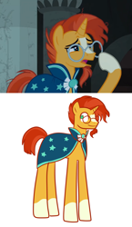 Size: 1249x2160 | Tagged: artist needed, safe, edit, edited screencap, screencap, sunburst, pony, unicorn, shadow play, cloak, clothes, glasses, long legs, male, solo, stallion, tall