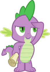 Size: 4187x6038 | Tagged: safe, artist:timeymarey007, spike, dragon, the crystalling, .svg available, absurd resolution, male, salute, scroll, simple background, solo, transparent background, vector