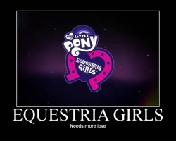 Size: 750x600 | Tagged: safe, equestria girls, black background, logo, meme, motivational poster, no pony, simple background