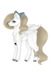 Size: 676x960 | Tagged: safe, artist:tinatina-8, oc, oc only, oc:akaszi, pegasus, pony, bow, female, hair bow, mare, simple background, solo, transparent background, unshorn fetlocks