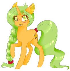 Size: 1277x1301 | Tagged: safe, artist:emypony, oc, oc only, oc:honey nevaeh, pony, unicorn, cute, female, glasses, green mane, mare, orange coat