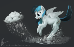 Size: 2640x1697 | Tagged: safe, artist:rustyedrian, oc, oc only, oc:cloud berry, pegasus, pony, female, mare, solo, splashing, water